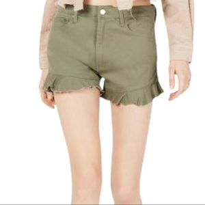 TDC green ruffle‎ hem shorts size 10 NWT